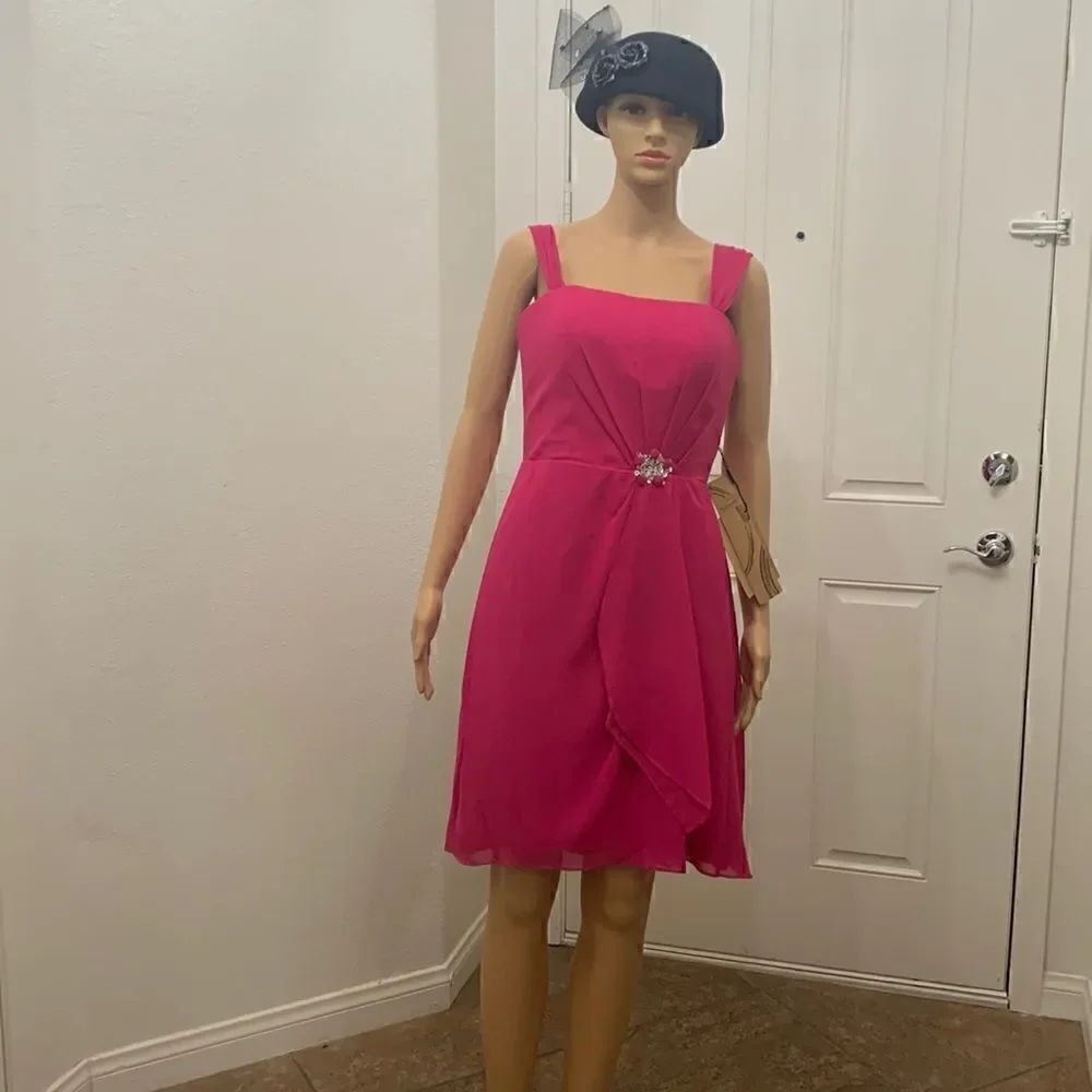 Light In The Box Sz 6 Fuchsia Pink Diamond Accent Prom Ribbon Strap Party Dress